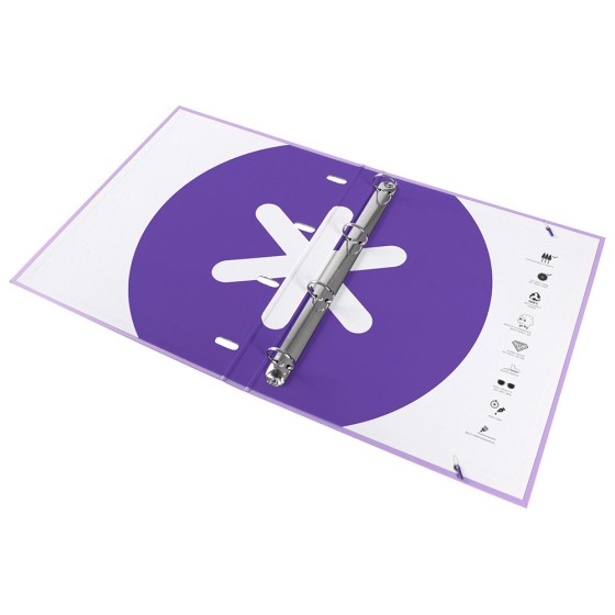 Carpeta con recambio liderpapel antartik a4 cuadro 5mm forrada 4 anillas 25mm color lavanda