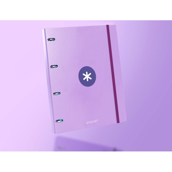 Carpeta con recambio liderpapel antartik a4 cuadro 5mm forrada 4 anillas 25mm color lavanda