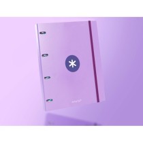 Carpeta con recambio liderpapel antartik a4 cuadro 5mm forrada 4 anillas 25mm color lavanda