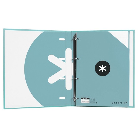 Carpeta con recambio liderpapel antartik a4 cuadro 5mm forrada 4 anillas 25mm color menta