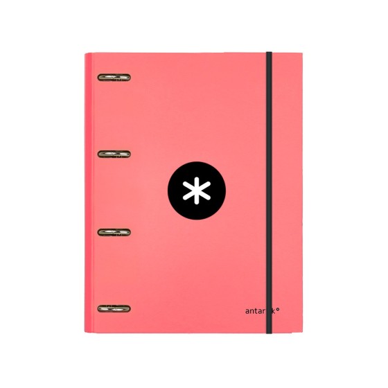 Carpeta con recambio liderpapel antartik a4 cuadro 5mm forrada 4 anillas 25mm color coral