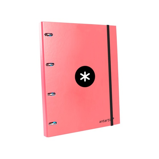Carpeta con recambio liderpapel antartik a4 cuadro 5mm forrada 4 anillas 25mm color coral