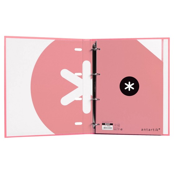 Carpeta con recambio liderpapel antartik a4 cuadro 5mm forrada 4 anillas 25mm color coral