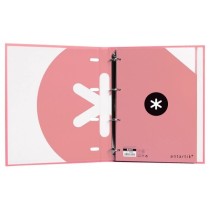 Carpeta con recambio liderpapel antartik a4 cuadro 5mm forrada 4 anillas 25mm color coral
