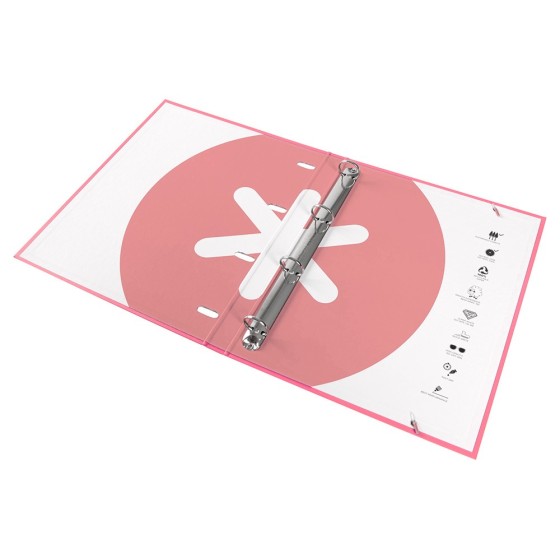 Carpeta con recambio liderpapel antartik a4 cuadro 5mm forrada 4 anillas 25mm color coral