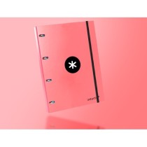 Carpeta con recambio liderpapel antartik a4 cuadro 5mm forrada 4 anillas 25mm color coral
