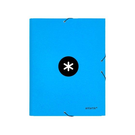 Carpeta liderpapel antartik gomas a4 3 solapas carton forrado color azul