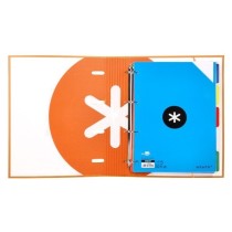 Carpeta con recambio liderpapel antartik a4 cuadro 5 mm forrada 4 anillas 40mm redondas color mostaza