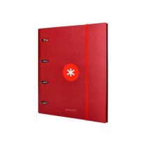 Carpeta con recambio liderpapel antartik a4 cuadro 5 mm forrada 4 anillas 40mm redondas color frambuesa