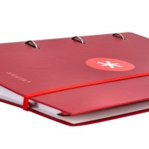 Carpeta con recambio liderpapel antartik a4 cuadro 5 mm forrada 4 anillas 40mm redondas color frambuesa
