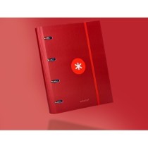Carpeta con recambio liderpapel antartik a4 cuadro 5 mm forrada 4 anillas 40mm redondas color frambuesa