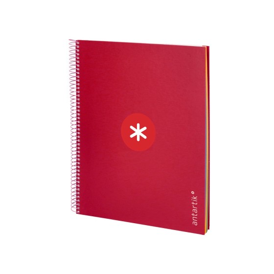 Cuaderno espiral liderpapel a4 micro antartik tapa forrada120h 100 gr cuadro 5mm 5 banda4 taladros color frambuesa