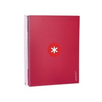 Cuaderno espiral liderpapel a4 micro antartik tapa forrada120h 100 gr cuadro 5mm 5 banda4 taladros color frambuesa