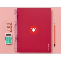 Cuaderno espiral liderpapel a4 micro antartik tapa forrada120h 100 gr cuadro 5mm 5 banda4 taladros color frambuesa