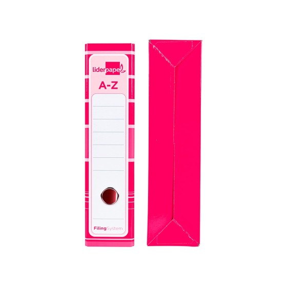 Archivador de palanca liderpap el a4 filing system forrado sin rado lomo 80mm rosa con caja y compresor metalico