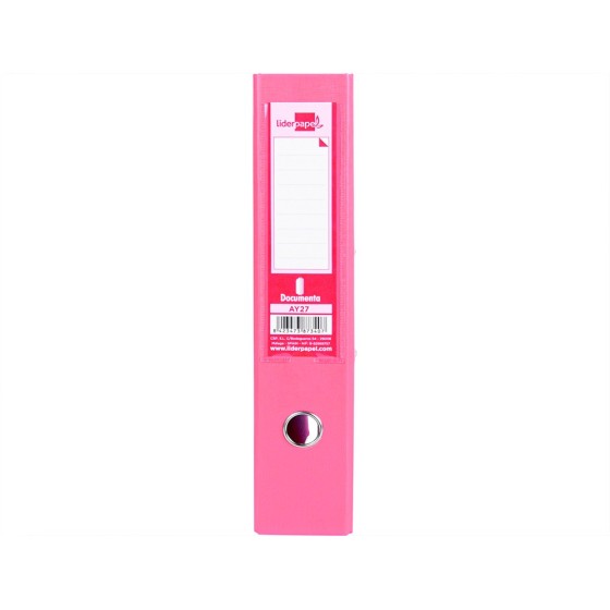 Archivador de palanca liderpapel folio documenta forrado pvc con rado lomo 75 mm rosa compresor metalico