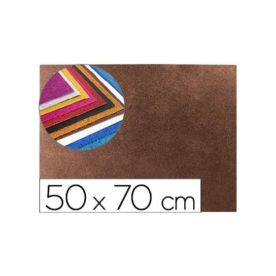 Goma eva con purpurina liderpapel 50x70cm 60g/ m2 espesor 2 mm marron