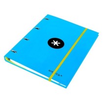 Carpeta con recambio liderpapel antartik a4 cuadro 5 mm forrada 4 anillas 25mm redondas color azul