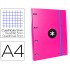 Carpeta con recambio liderpapel antartik a4 cuadro 5 mm forrada 4 anillas 25mm redondas color rosa