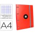 Carpeta con recambio liderpapel antartik a4 cuadro 5 mm forrada 4 anillas 25mm redondas color rojo
