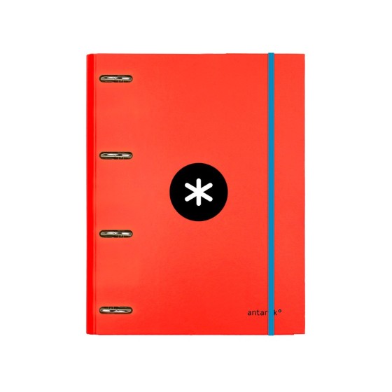 Carpeta con recambio liderpapel antartik a4 cuadro 5 mm forrada 4 anillas 25mm redondas color rojo