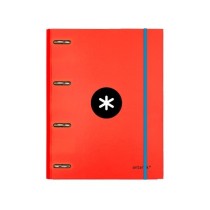 Carpeta con recambio liderpapel antartik a4 cuadro 5 mm forrada 4 anillas 25mm redondas color rojo