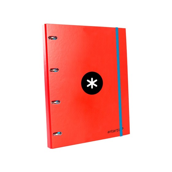 Carpeta con recambio liderpapel antartik a4 cuadro 5 mm forrada 4 anillas 25mm redondas color rojo