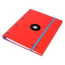 Carpeta con recambio liderpapel antartik a4 cuadro 5 mm forrada 4 anillas 25mm redondas color rojo