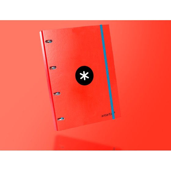 Carpeta con recambio liderpapel antartik a4 cuadro 5 mm forrada 4 anillas 25mm redondas color rojo