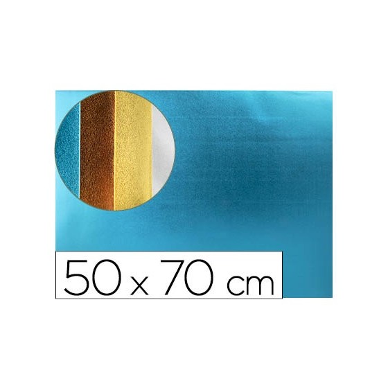 Goma eva liderpapel 50x70 cm espesor 2 mm metalizada azul claro