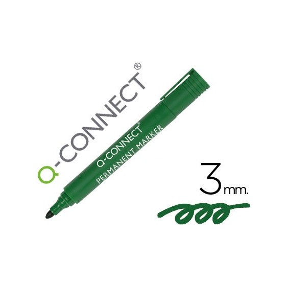 Rotulador q-connect marcador permanente verde punta redonda 3.0 mm