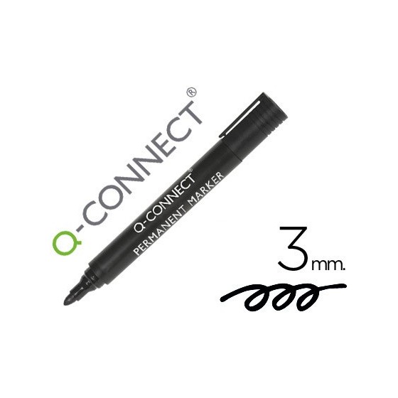 Rotulador q-connect marcador permanente negro punta redonda 3.0 mm