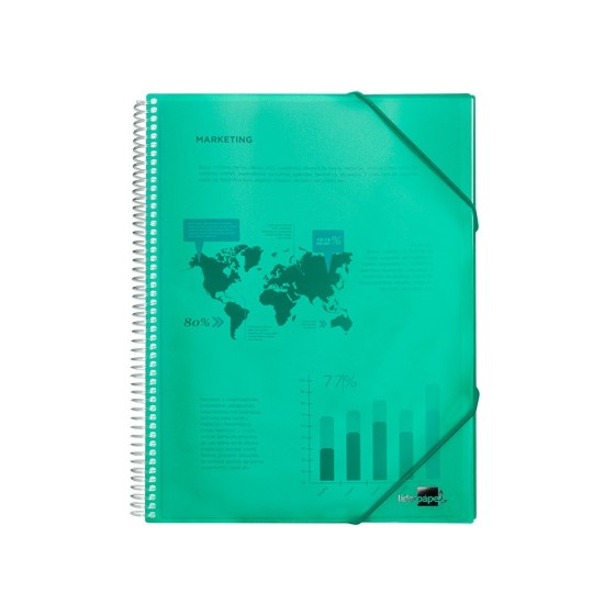 Carpeta liderpapel escaparate con espiral 20 fundas polipropileno din a5 verde