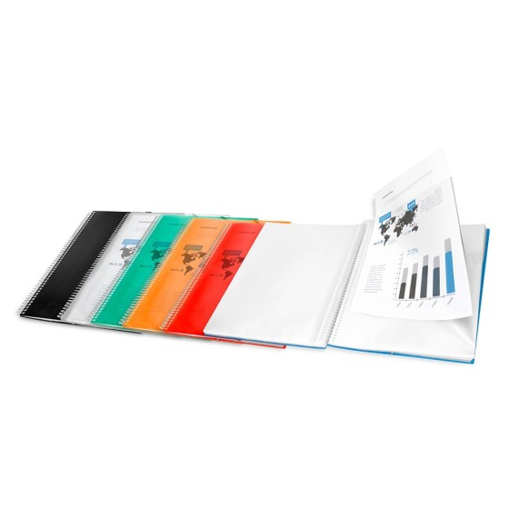 Carpeta liderpapel escaparate con espiral 20 fundas polipropileno din a5 verde