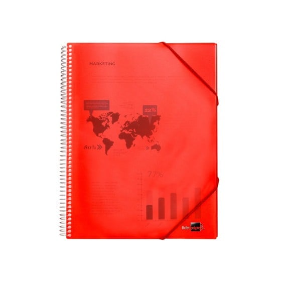 Carpeta liderpapel escaparate con espiral 20 fundas polipropileno din a5 roja