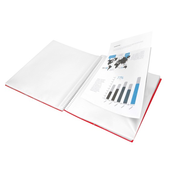 Carpeta liderpapel escaparate con espiral 20 fundas polipropileno din a5 roja