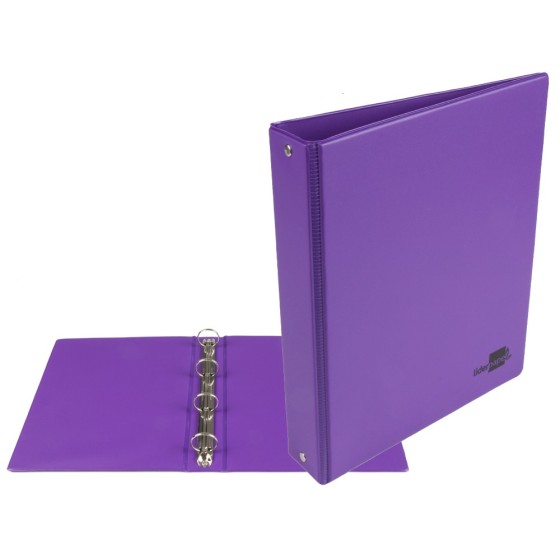 Carpeta de 4 anillas 25 mm redondas liderpapel a5 carton forrado pvc violeta