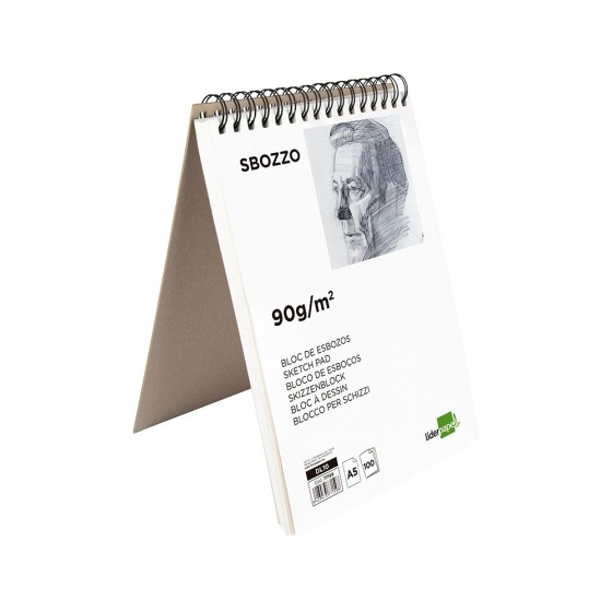 Bloc dibujo liderpapel esbozos espiral a5 148x210mm 100 hojas 90g/m2 sin recuadro