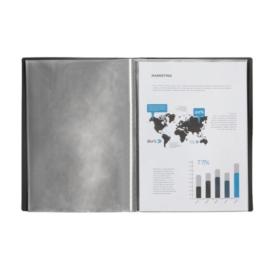 Carpeta liderpapel escaparate 20 fundas pvc folio negro