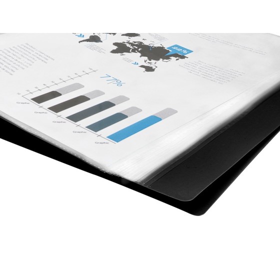 Carpeta liderpapel escaparate 20 fundas pvc folio negro