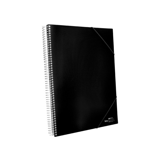 Carpeta liderpapel escaparate con espiral 40 fundas polipropileno din a4 negro