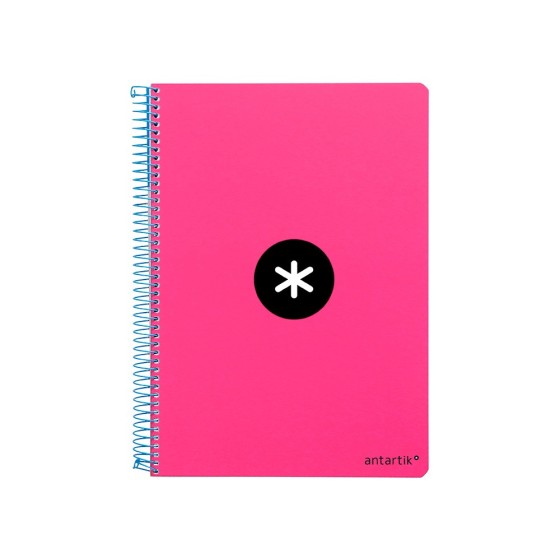 Cuaderno espiral liderpapel a4 micro antartik tapa dura 80h 100 gr cuadro 5mm sin bandas 4 taladros color rosa fluor