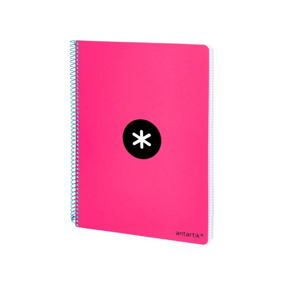 Cuaderno espiral liderpapel a4 micro antartik tapa dura 80h 100 gr cuadro 5mm sin bandas 4 taladros color rosa fluor