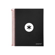 Cuaderno espiral liderpapel a5 micro antartik tapa forrada 120h 100g liso con bandas 6 taladros color negro