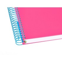 Cuaderno espiral liderpapel a5 micro antartik tapa forrada 120h 100 gr liso con bandas 6 taladros color rosa fluor