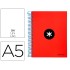 Cuaderno espiral liderpapel a5 micro antartik tapa forrada 120h 100g liso con bandas 6 taladros color rojo