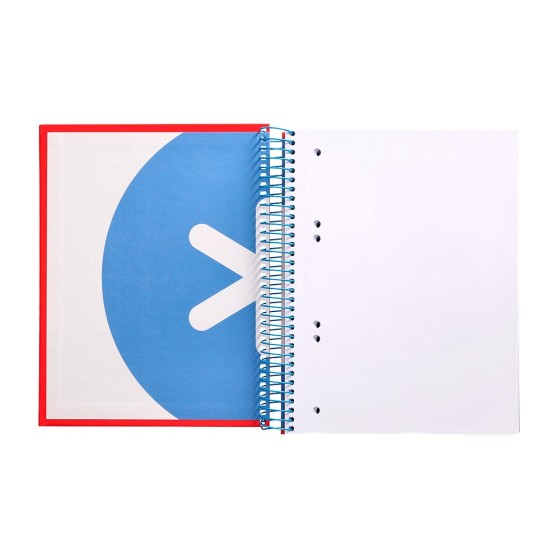 Cuaderno espiral liderpapel a5 micro antartik tapa forrada 120h 100g liso con bandas 6 taladros color rojo