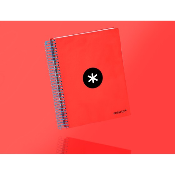 Cuaderno espiral liderpapel a5 micro antartik tapa forrada 120h 100g liso con bandas 6 taladros color rojo