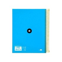 Cuaderno espiral liderpapel a5 micro antartik tapa forrada 120h 100g liso con bandas 6 taladros color azul