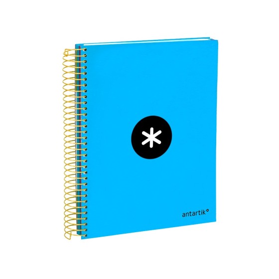 Cuaderno espiral liderpapel a5 micro antartik tapa forrada 120h 100g liso con bandas 6 taladros color azul